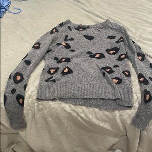 Gray Leopard Print Sweater